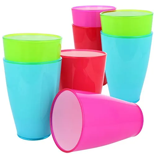 com-four® 8x Mehrweg Trinkbecher aus Kunststoff - Plastikbecher in verschiedenen Farben - Bruchfester Mehrweg-Trinkbecher für Party und Camping [Auswahl variiert] (08 Stück - bunt)