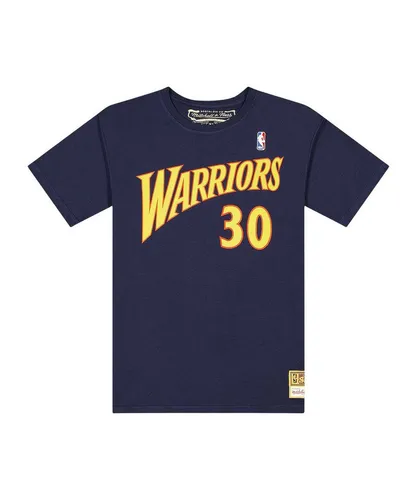 Mitchell & Ness NBA HWC Name & Number Tee - Steph Curry - Sportfan T-Shirt aus der Hardwood Classics Kollektion, offizielles NBA Lizenzprodukt mit Spielername und -nummer, hoher Tragekomfort dank Rundhalsausschnitt und 100% Premium Baumwolle.