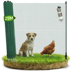 Arebos Mobiler Begrenzungszaun 25 m – Flexibler Gartenzaun für Hunde & Kleintiere - Praktisches 25 m Set für die sichere Abgrenzung im Garten oder beim Camping. Wetterfest, leicht und schnell aufbaubar, ideal für Hühner, Hunde und mehr.