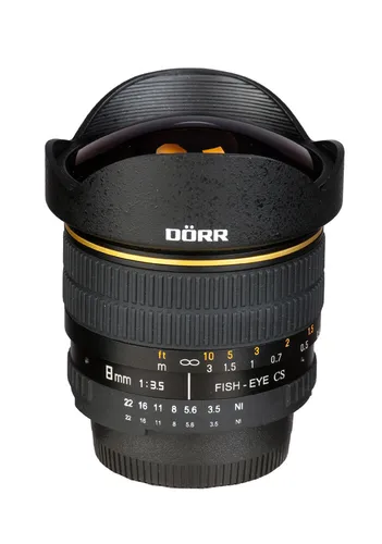 Dörr Fisheye Objektiv 8mm 1:3,5 für Nikon F D40 D60 D80 D3200 D5200 D5500 D7200