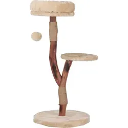 Kratzbaum Nina aus Holz - kompakt und stilvoll - Kratzbaum für kleine und mittelgroße Katzen, mit natürlichem Holzdesign und weichem Plüsch für maximalen Komfort. Ideal für Ihr Zuhause!