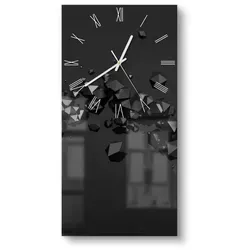 DEQORI Glasuhr - Geometrische Kometen 30x60 cm - Moderne Wanduhr aus bruchsicherem Glas mit 3D-Tiefeneffekt, ideal für Wohnzimmer & Küche, inklusive vormontierter Wandhalterung für schnellen Einsatz.