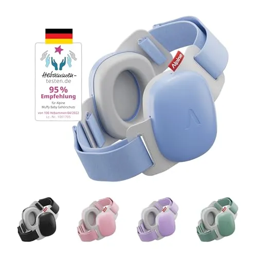 Alpine Muffy Baby Comfort - Gehörschutz für Babys & Kleinkinder - Getestet in Deutschland - Einzigartiges Kopfband für Sicheren & Bequemen Sitz - Verstellbar <5 Jahren - Kopfhörer Lärmschutz, Blau