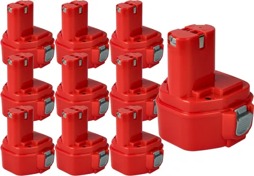 vhbw 10x Akku kompatibel mit Klauke EK 60UNV, EK 60VPFTPLUS, EK 18PLUS, EK 22PLUS, EK 12042, EK 120UPLUS, EK 12025 Werkzeug (3000 mAh, NiMH, 12 V)