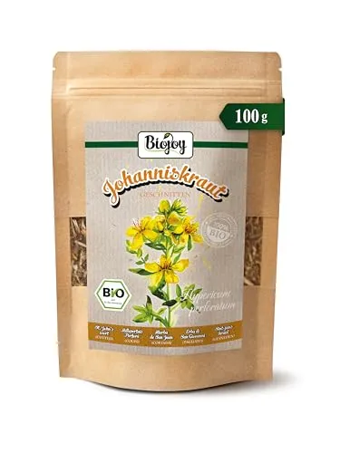 Biojoy BIO-Johanniskraut-Tee (100 g), getrocknet und geschnitten, Kräutertee (Hypericum perforatum)