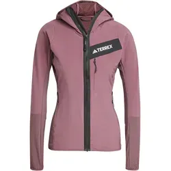 Adidas Terrex Techrock Damen Outdoorjacke mit Kapuze, Gr. S - Funktionsjacke für Outdoor-Aktivitäten, winddicht und aus atmungsaktivem Flooce-Material für optimale Beweglichkeit und Komfort in den Bergen.