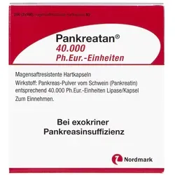 Pankreatan 40.000 Ph.eur.-einheiten Msr.hartkaps. zur Verdauungsunterstützung - Arzneimittel zur Behandlung der exokrinen Pankreasinsuffizienz, mit magensaftresistenten Pellets für eine effektive Enzymfreisetzung im Darm.