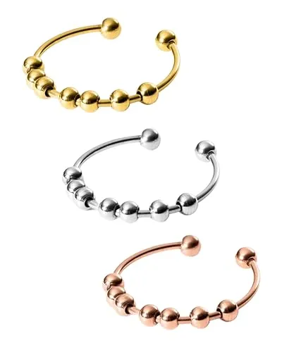 Purelei® Shade Anxiety Ring 3er-Set – Verstellbare Damenringe aus Edelstahl - Elegante, wasserfeste Ringe im 3er-Set für individuellen Stil. Ideal zum Ring-Stacking und für den täglichen Gebrauch, gefertigt aus langlebigem Edelstahl.