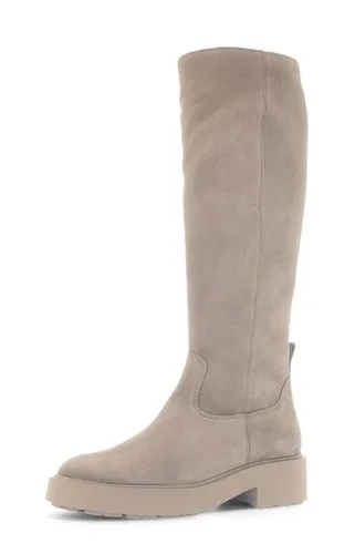 Gabor Beige Stiefel mit Blockabsatz - Modische Langschaftstiefel aus Veloursleder mit Reißverschluss und Ziernähten, ideal für jeden Anlass. Gabor BEST FITTING sorgt für optimalen Tragekomfort.