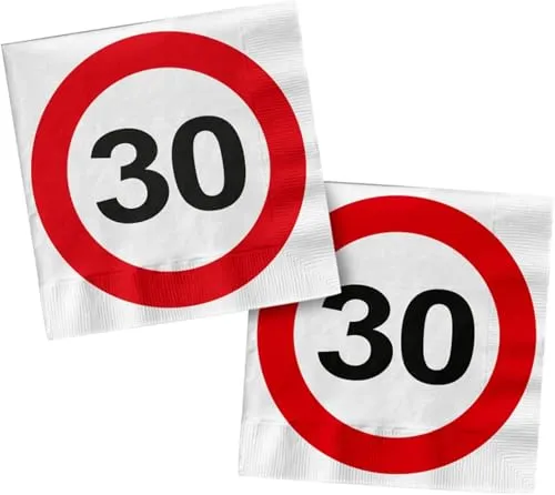 Servietten * 30. GEBURTSTAG * mit Verkehrsschild-Design // Set Napkins Jubiläum Dreißig Jahre 20