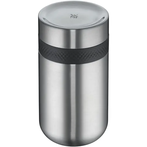 WMF my2Go Thermo Speisebehälter 500ml - Thermobehälter mit 500ml Hauptbehälter und 200ml Zusatzbehälter, hält Speisen bis zu 12 Stunden kalt oder 6 Stunden heiß, aus Cromargan Edelstahl, umweltfreundlich und spülmaschinengeeignet.