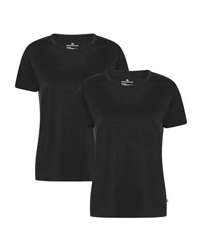 DANISH ENDURANCE 100% Merino Shirt Damen - Geruchsresistentes Funktionsshirt im 2er-Pack - T-Shirts für Damen aus 100% Merinowolle, ultraleicht, atmungsaktiv und geruchsneutral. Perfekt für Reisen und den täglichen Gebrauch, hält cool bei Hitze und warm bei Kälte.