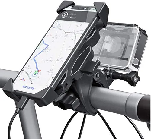 GENIE FORCE Universal Anti-Rutsch 360°drehbar Handys and Smartphones Halterung für Fahrrad, Motorrad - Lenkerhalterung mit Halterung für Action Cameras - Bike GFH02