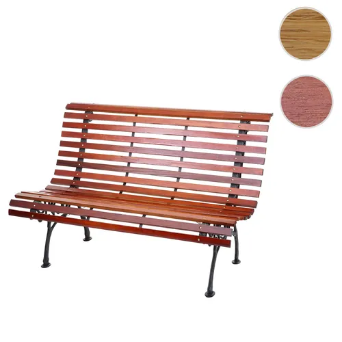 Gartenbank HWC-F97, 2-Sitzer Holzbank mit Gusseisen, 122cm - Gartenbänke, stabile 2-Sitzer mit hoher Rückenlehne und luxuriösem Sitzkomfort für entspannte Stunden im Freien.