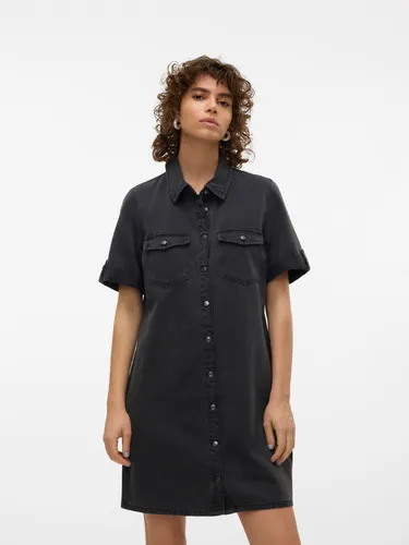 Jeanskleid "VMJENNIE SS SHORT DENIM DRESS NOOS", Gr. XS (34) - N-Gr, Black Denim - Sommerkleider mit praktischem Design: Das Vero Moda Jeanskleid vereint Komfort und feminine Eleganz, ideal für lässige Anlässe und pflegeleicht dank robuster Denim-Qualität.