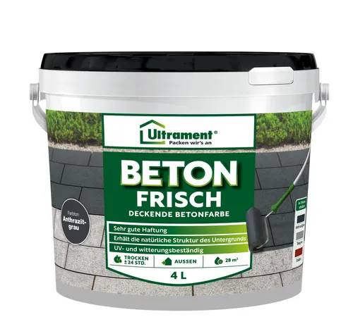 Ultrament Boden Fix Beton 4 Liter anthrazitgrau - Innen- & Außenfarben, strapazierfähige Bodenfarbe für trendige, moderne Oberflächen in anthrazitgrau.