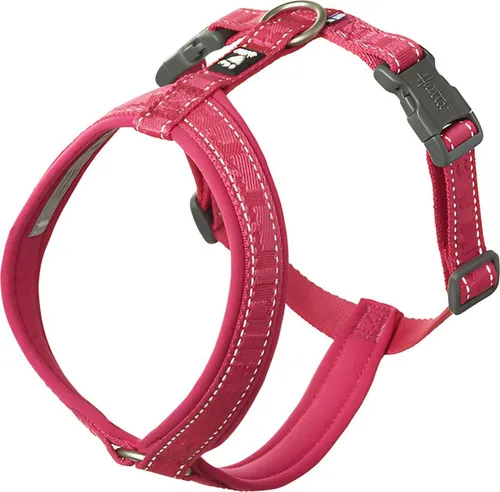 HURTTA Hunde-Geschirr ECO Casual Y-Geschirr ruby (pink) - Brustgeschirr aus recyceltem Material, mit bequemer Neoprenpolsterung und 3M-Reflektoren für mehr Sicherheit bei jedem Abenteuer.