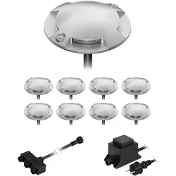 ledscom.de LED Boden-Aufbau-Leuchte Bunda, 4-flammig, für außen, befahrbar, kalt-weiß, 9er Set