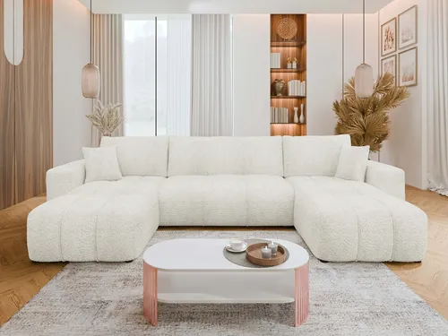 MIRJAN24 Wohnlandschaft Furyn U - Ecksofa mit Bettkasten und Schlaffunktion in Coral 15 - Bequemes Ecksofa Furyn U mit Schlaffunktion und Bettkasten, ideal für Gästeübernachtungen. Maße: 312 cm x 145 cm, flexibel einsetzbar und modern im Design.