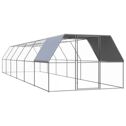 vidaXL Outdoor Hühnerkäfig 3x12x2m - Geflügelställe & Geflügelkäfige – geräumiger Hühnerstall aus verzinktem Stahl mit UV- und wasserbeständigem Dach, ideal für Hühner und andere Kleintiere.