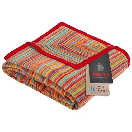 Ibena Malang Kuscheldecke 100x150 cm – Bunte Kniedecke aus Baumwollmischung - Wohndecke aus 58% Baumwolle, kuschelweich und atmungsaktiv, ideal für gemütliche Abende. Maschinenwaschbar und trocknergeeignet.