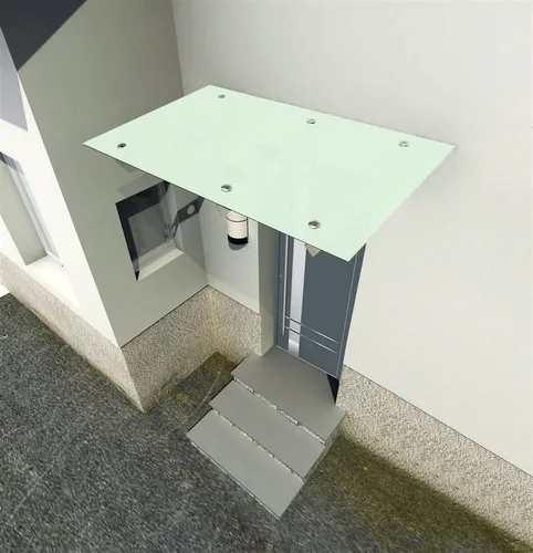 Glaszentrum Hagen Typ-Milchglas Vordach 250x90cm - Außenanbau mit hochwertigem VSG-Glas und Edelstahlhalterung, ideal für stilvolle Eingänge und optimalen Wetterschutz.