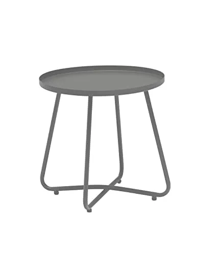 Dehner Beistelltisch Ibiza, Ø 45 cm, anthrazit - Moderner Beistelltisch aus pulverbeschichtetem Stahl, ideal für drinnen und draußen. Belastbar bis 35 kg - perfekt für kühle Getränke und Snacks.