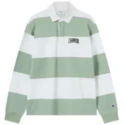 Champion Langarm-Poloshirt COLLEGE Striped Heavy Jersey Polo - Sportliches Shirt für Erwachsene in Grün XL - Hochwertiges Langarm-Poloshirt aus 100% Baumwolle, ideal für sportliche Aktivitäten. Bequemer Rundhalsausschnitt und eleganter Polokragen sorgen für einen lässigen Look.