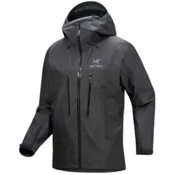 Arc'teryx Herren Alpha Jacke - Größe M, schwarz - Wanderjacke aus GORE-TEX PRO für optimalen Wetterschutz, ideal für alpine Einsätze bei Sturm und wechselhaftem Wetter.