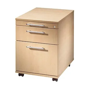 Hammerbacher Rollcontainer O-Serie aus Holz, ahorn, abschließbar - Rollcontainer mit 2 Schüben und Hängeregistratur, ideal für Büroorganisation. Robuste Bauweise mit melaminharzbeschichteter Spanplatte und 4 Leichtlaufrollen für einfache Mobilität.