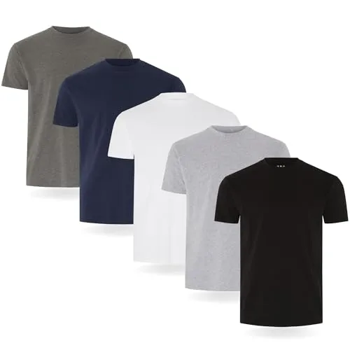 Fm London Herren-t-shirt (3/5er-pack) Herren T-Shirt , Schwarz, Grau, Weiß, Marineblau, Anthrazit (5er-pack), XL