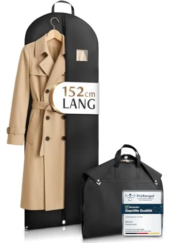 Bruce.® Kleidersack Lang 152x60 cm – Atmungsaktive Kleiderhülle für Mantel, Kleid & Kostüm – 120 GSM Materialstärke – Kleiderschutzhülle für Aufbewahrung & Reise - Kleidersäcke herren