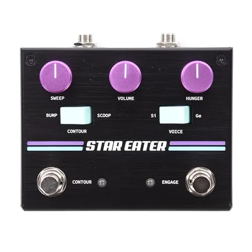 Pigtronix Star Eater Effektpedal - Fuzz Effektpedal für Gitarre/Bass mit analogem Dual Stage Super Jumbo Fuzz, True Bypass und vielseitigen Reglern für kreativen Sound.