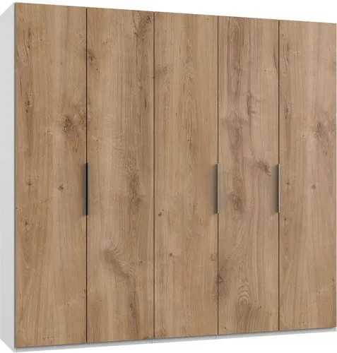 Kleiderschrank WIMEX "Level by fresh to go" - Kleiderschrank in Weiß und Plankeneiche, mit 5 Türen und 6 Einlegeböden. Hochwertige Verarbeitung und einfache Montage – ideal für stilvolle und funktionale Raumgestaltung.
