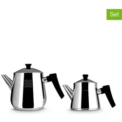 serenk Definition Türkische Teekanne Set - 1L Kanne, 2L Wasserkessel aus Edelstahl, hitzebeständige Griffe und ideal für alle Herdarten, auch Induktion