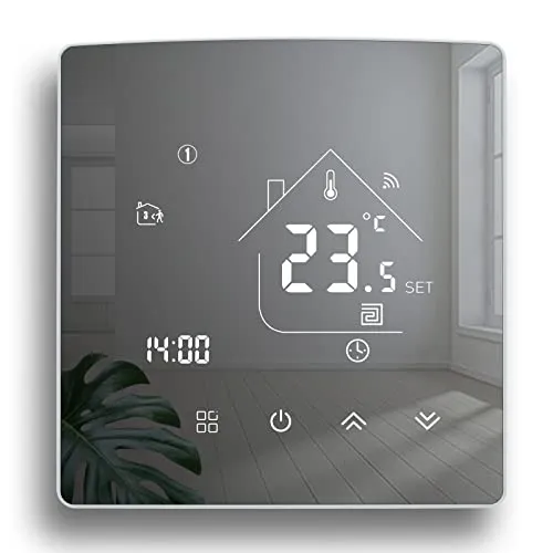Beok Spiegel Smart Thermostate Heizungsthermostat WiFi Raumthermostat Fussbodenheizung Intelligente Wandthermostat für Kessel Fußbodenheizung Kompatibel Alexa,Google Assistant 3A TGR85WIFI-WPB
