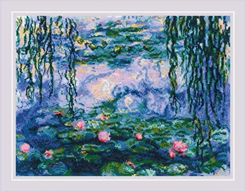 Riolis Kreuzstich Set Seerosen nach C. Monet, Zählmuster, 40x30cm