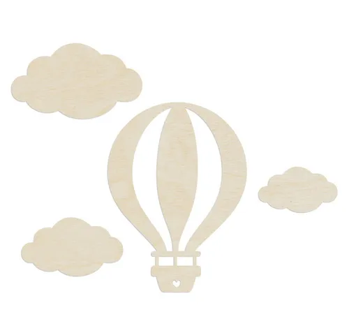 WANDStyle Wanddekoobjekt "Ballon mit Wolken" aus Holz - Verleih deinem Kinderzimmer mit unserem Wandbild „Ballon mit Wolken“ einen besonderen Charme. Aus hochwertigem Pappelsperrholz gefertigt, bringt es natürliche Eleganz in jeden Raum. Ideal für Jungen und Mädchen.