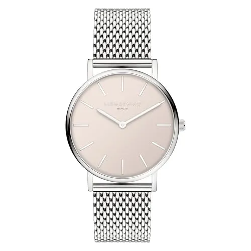 Liebeskind Berlin Armbanduhr LT-0408-MQ Silber - Elegante Quarz-Damenuhr mit Edelstahlgehäuse und hochwertigem Echtlederband, ideal für jeden Anlass. Wasserdicht bis 5 bar und in einer stilvollen Geschenkbox verpackt.