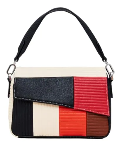 Desigual Women's Accessories PU Hand Bag - Damen-Henkeltaschen aus hochwertigem PU, einfarbig mit Herz- und "Love life!"-Aufdruck für einen fröhlichen Look.