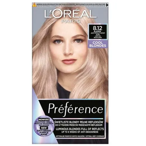 L’Oréal Paris Préférence Haarfarbe 8.12 Alaska - Permanente Haarfarbe für Damen, die langanhaltende, lebendige Farben liefert und graues Haar perfekt kaschiert. Intensive Pigmente sorgen für strahlenden Glanz und Pflege.