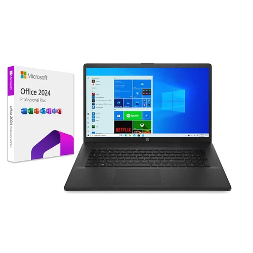 HP Laptop 17,3 Zoll Intel 4-Kern mit 16GB RAM und 2TB SSD - PC Notebooks & Netbooks, leistungsstarker Intel Celeron Prozessor, ideal für Büroarbeiten und Multimedia mit Windows 11 Pro und MS Office Pro Plus 2024.