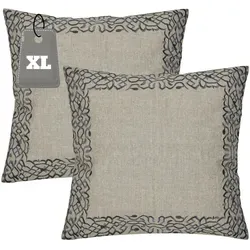 Handgefertigter Kissenbezug Frisia Grau 50x50cm – 2er Set Boho Deko - Set mit 2 handgefertigten Kissenbezügen in Grau, ideal für stilvolle Akzente in jedem Wohnraum. Hochwertige Verarbeitung und einzigartiges Design bringen Wärme und Charakter in dein Zuhause.
