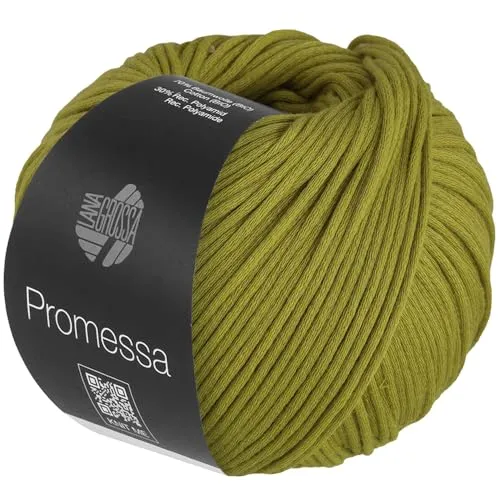 LANA GROSSA Promessa | Weich gefülltes Schlauchgarn aus Bio-Baumwolle und Polyamid | Handstrickgarn aus 70% Bio-Baumwolle & 30% Polyamid | 50g Wolle zum Stricken & Häkeln | 125m Garn FB10