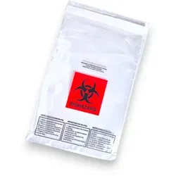 Folienbeutel Mit Biohazard-aufdruck 170 X 250 + 50 Mm Transparent Packung Mit 100 Stück.