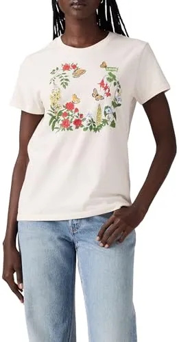 Levi's Damen The Perfect Tee T-Shirt, Rose Garden Bw Art O, M - T-Shirts für Damen, höchster Tragekomfort durch reine Baumwolle und figurumspielenden Schnitt mit floralem Batwing-Logo.