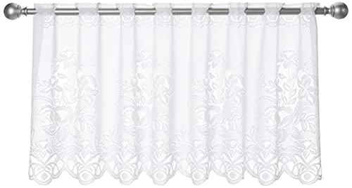 Elbersdrucke Bistrogardine 1129 weiß halbtransparent 60x160 cm Scheibengardine Kurzgardine für Wohnzimmer Schlafzimmer Flur 501239