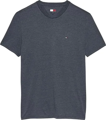 Tommy Jeans T-Shirt TJM XSLIM JASPE HTR TEE EXT - Basic-Shirt mit Rundhalsausschnitt, trendiger Logostickerei und angenehmem Baumwollmix für hohen Tragekomfort - ideal für lässige und schicke Outfits.