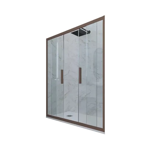 PORTA DOCCIA SCORREVOLE IN PVC KLARGLAS CHOCOLATE PROFIL 130 CM MOD. GLAM - Elegante Duschabtrennung aus klarem Glas und PVC in Chocolate-Farbe, ideal für moderne Badezimmer. Mit einer Breite von 130 cm fügt sich das Modell Glam harmonisch in jedes Ambiente ein.