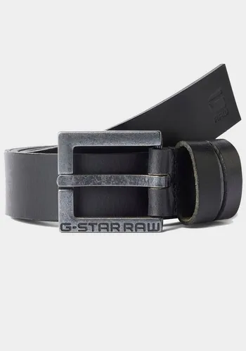 G-STAR RAW Herren New Duko Gürtel, Schwarz (dk black D23106-3127-6484), 105 - Herren-Gürtel aus breitem Leder mit rissiger Optik, ausgestattet mit einer stilvollen, gravierten Metallschnalle für optimalen Tragekomfort.